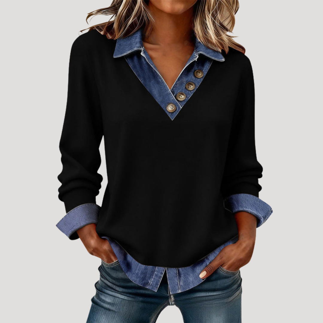 Women's Long Sleeve V-Neck Blouse