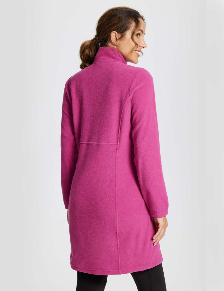 Women's Winter Tunic Dress with Half Zip, High Collar, and Kangaroo Pocket