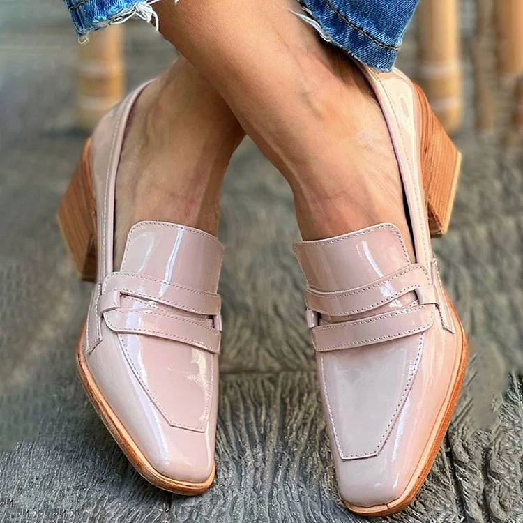 NORTHLINE STUDIO | MOCASSINS WITH WIDE HEEL SHINY