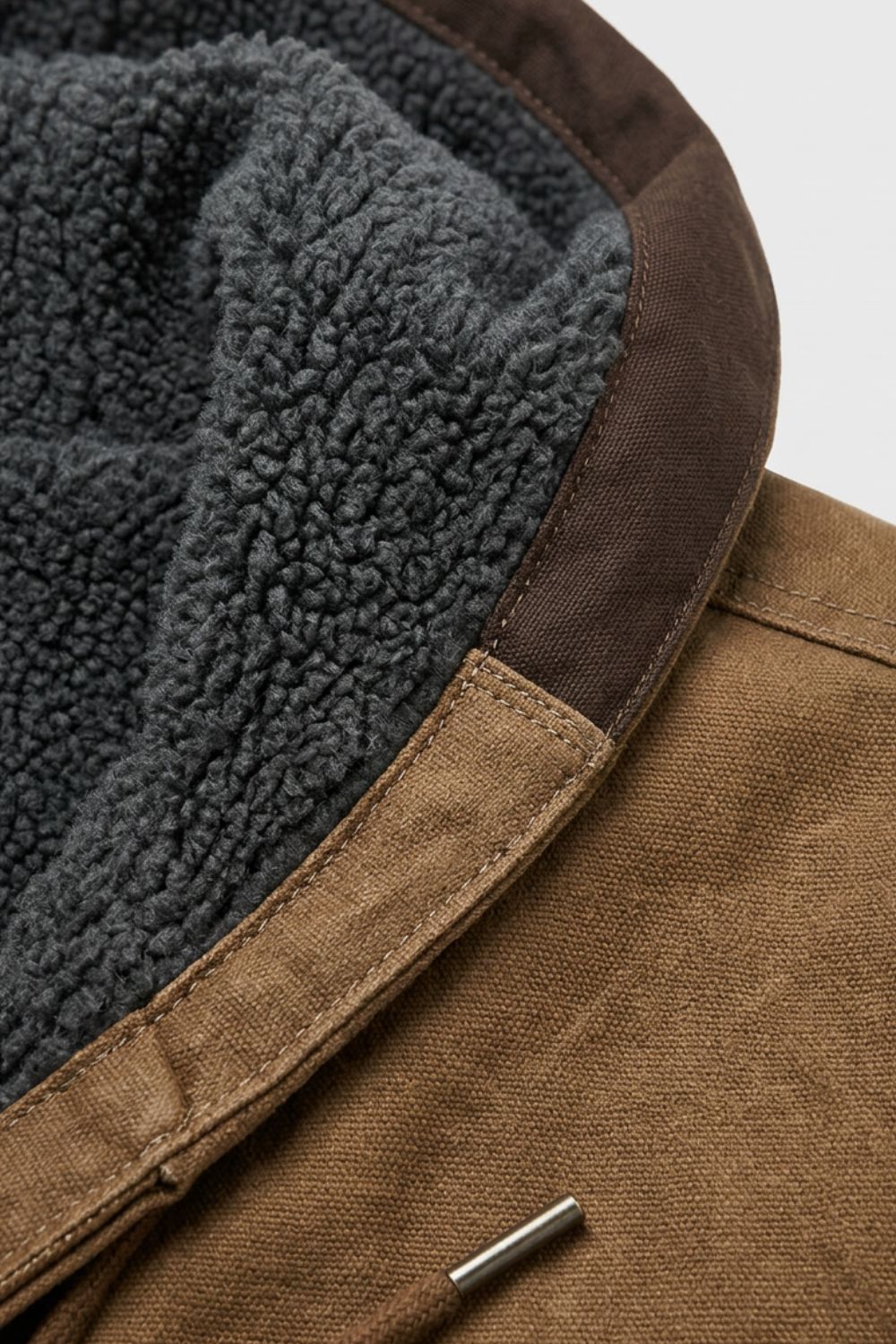 Men's Casual Jacket with Hood Contrast Lining & Zipper, view 2 - Elena Harper