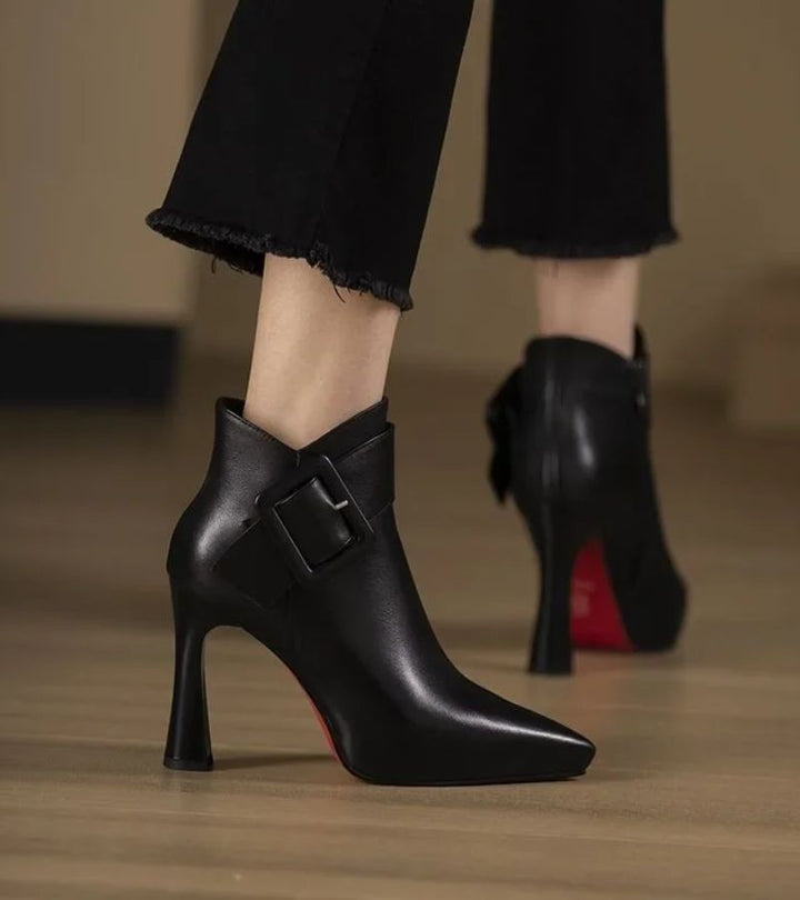 Aveline | Heeled Ankle Boots with Oversized Buckle