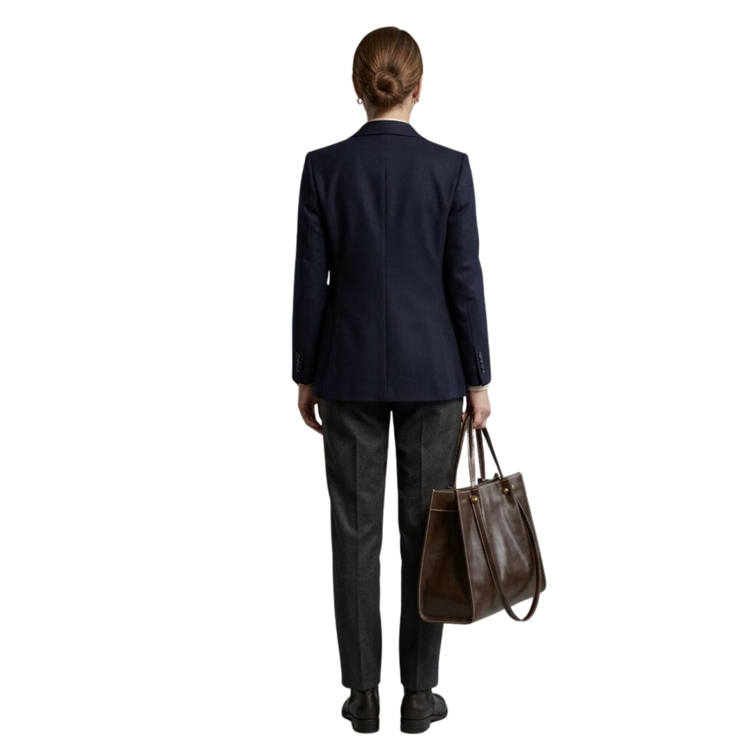 Vegan Leather Tote Bag with Zip Closure and Shoulder Strap for Women