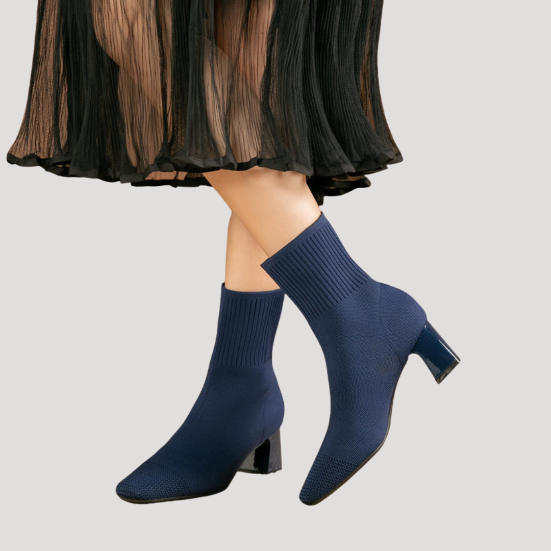 Women's Knit Ankle Boots with Block Heel