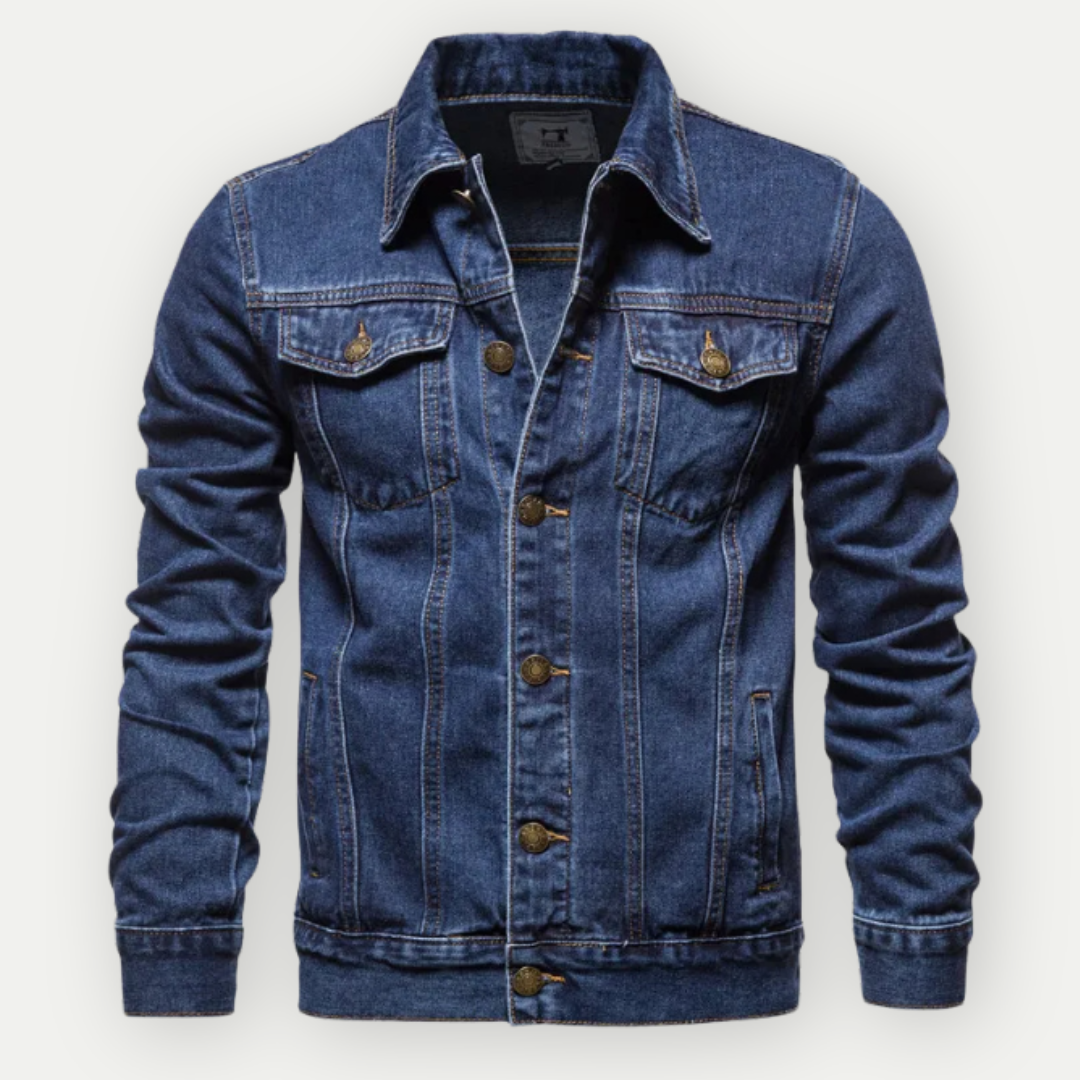 Premium Denim Jacket for Men – Modern Contrast Stitching with Button Pockets