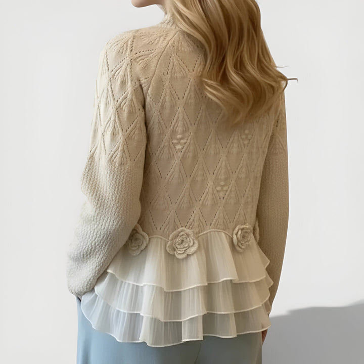Aure Elegant Texture Ruffle Sweater, view 2 - Elena Harper