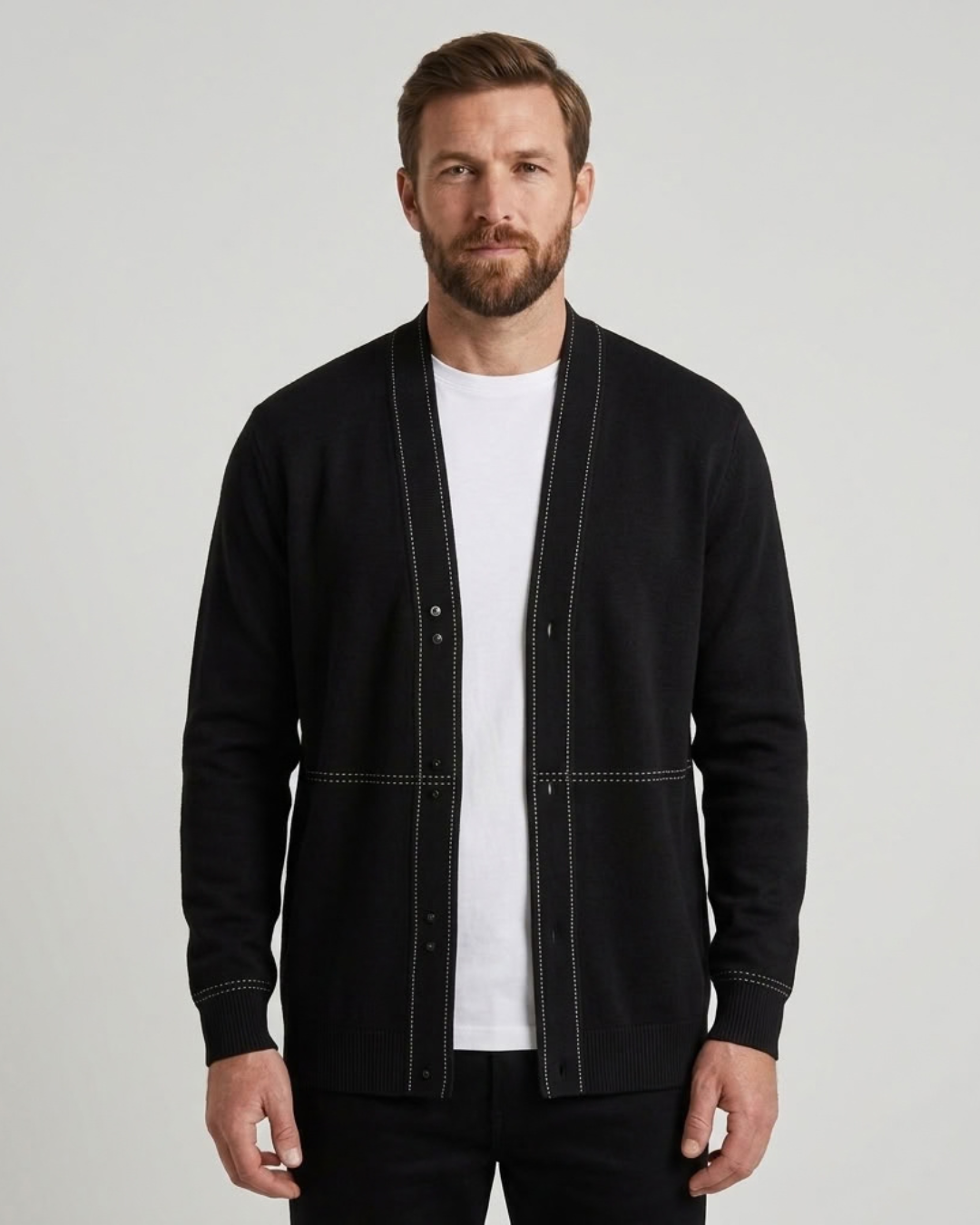 Jacquard Wool Blend Cardigan For Men