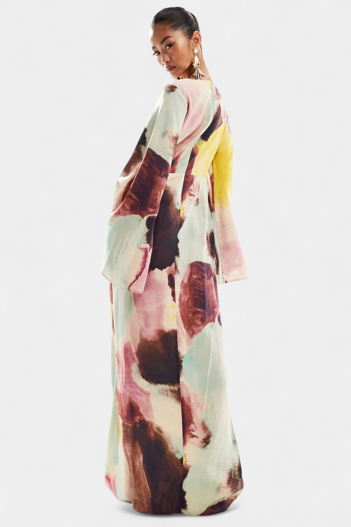Dana Watercolor Maxi Dress with Twisted Front, view 2 - Elena Harper