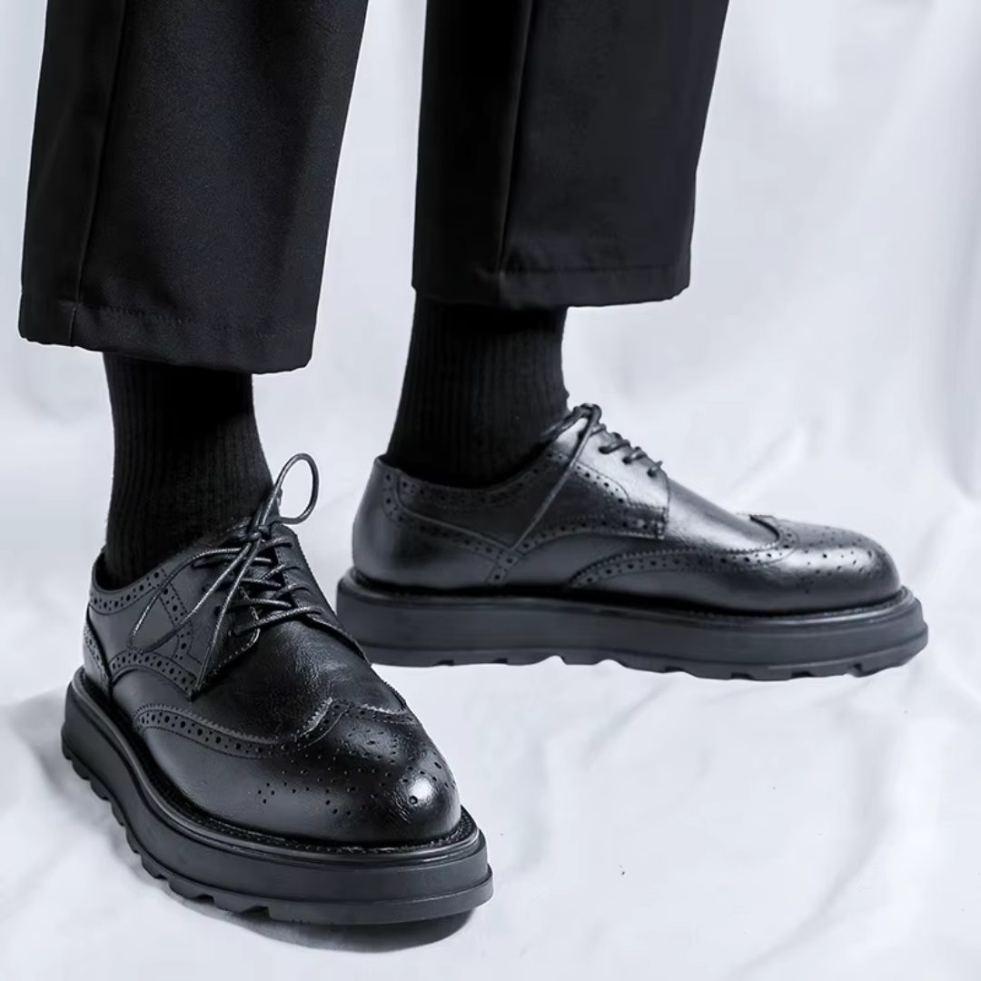 Alessio Classic Derby Shoes with Refined Leather Finish for Men - Elena Harper