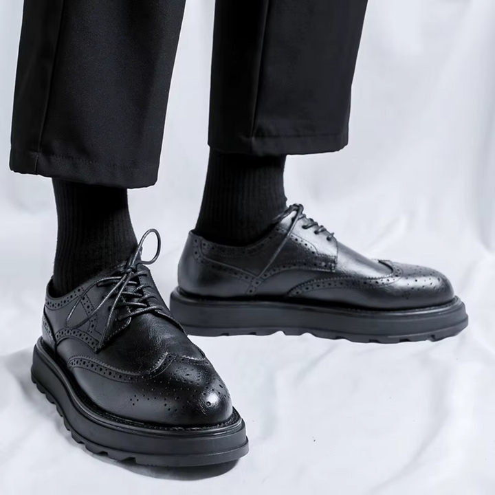 Alessio Classic Derby Shoes with Refined Leather Finish for Men - Elena Harper