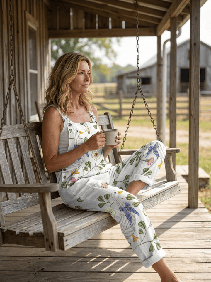 Ondine™ Peace Strap Jumpsuit by Emma & Rose Cape Town, front view showing lightweight, stylish fabric, and adjustable straps.