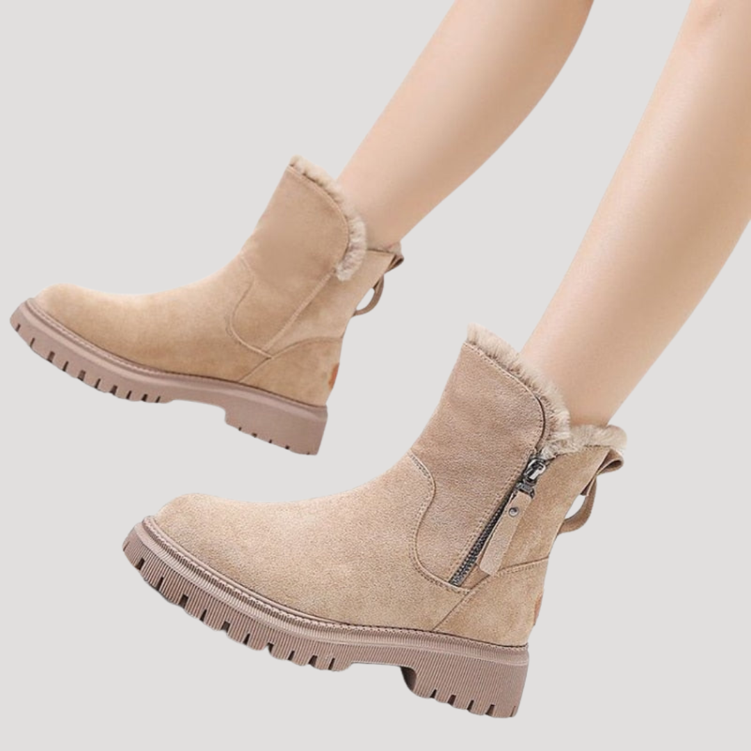 Women’s Thick Sole Zip Ankle Boots with Warm Lining