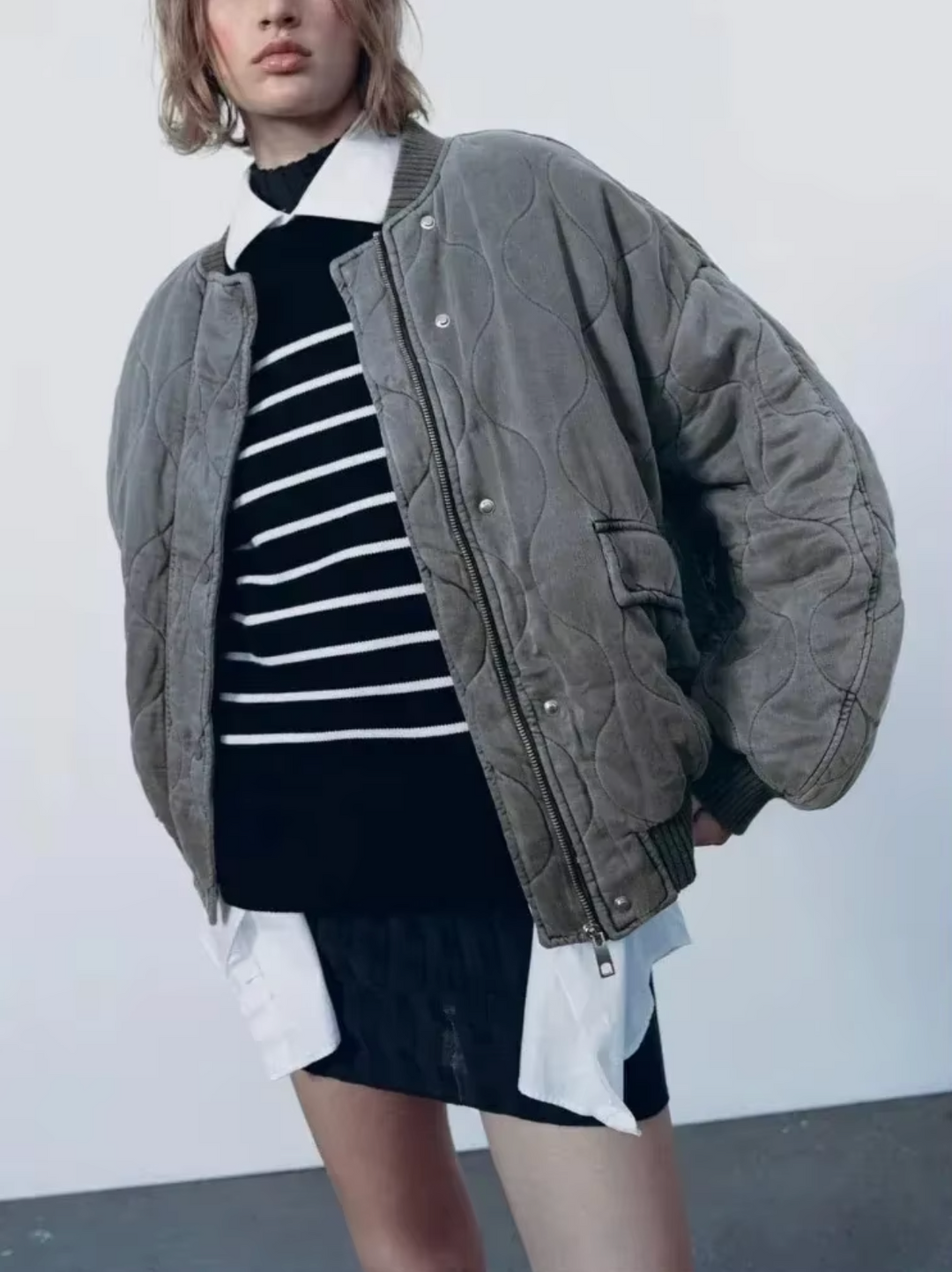 Cotton Jacket with Round Neckline