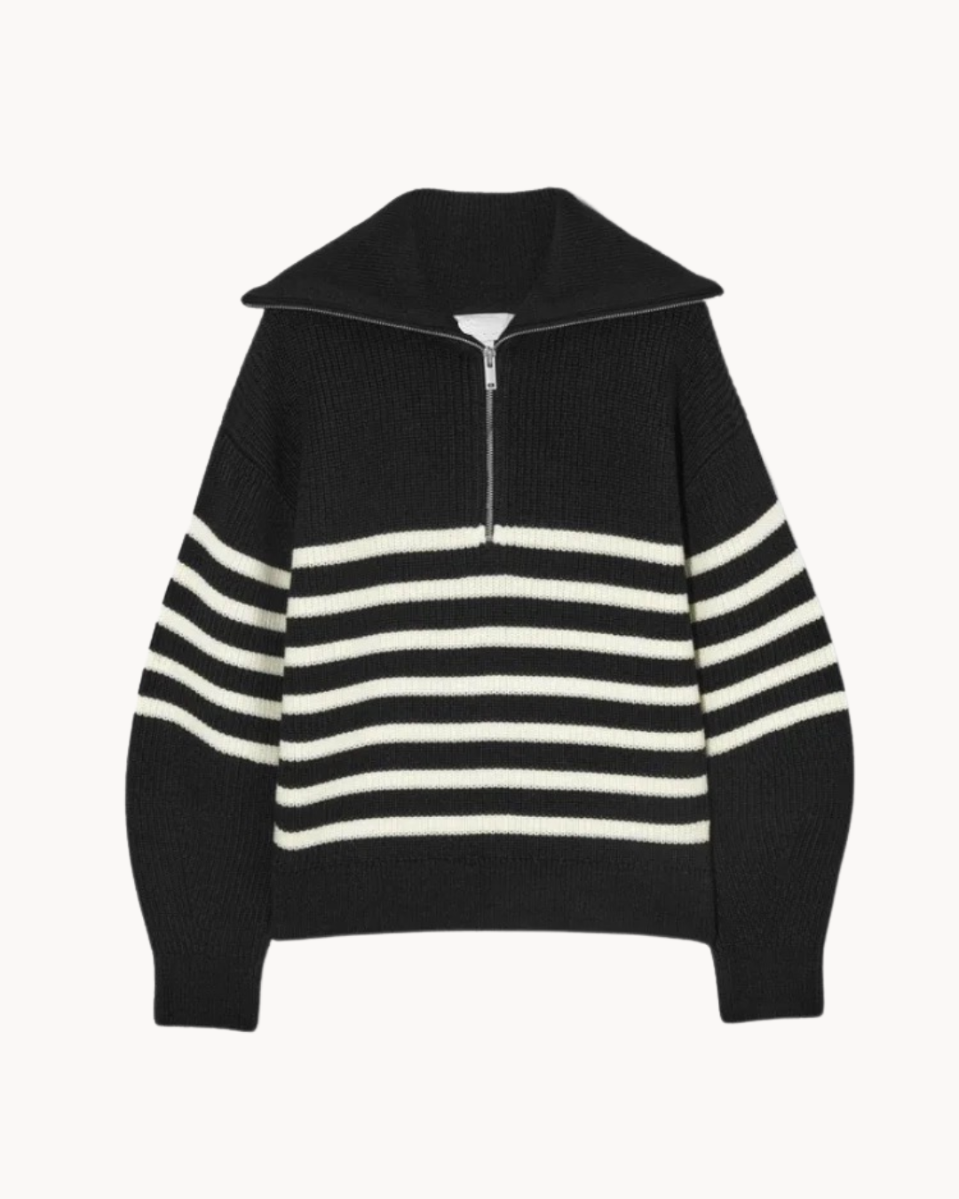Sylvie Striped Half Zip Sweater - Elena Harper