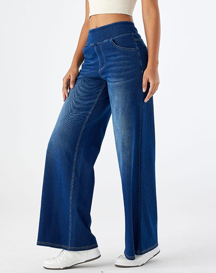 Evie Comfy Elastic High-Waisted Pants, view 3 - Elena Harper