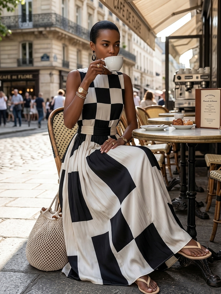 Els Elegant Belly-Covering Sleeveless Maxi Dress, view 4 - Elena Harper