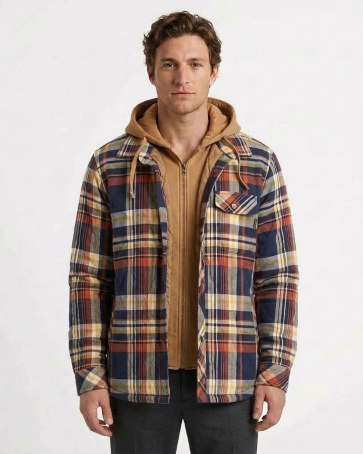 Hooded Zip-Up Checked Jacket