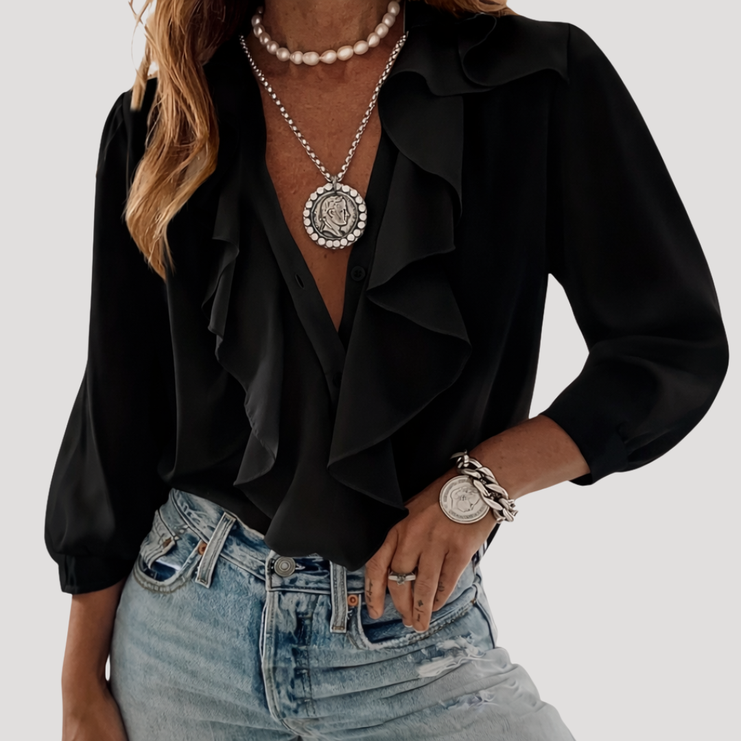 Women's Bohemian Ruffled Blouse with Long Sleeves