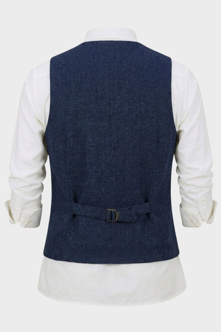 Men's Waistcoat with Lapel Collar and Button Placket
