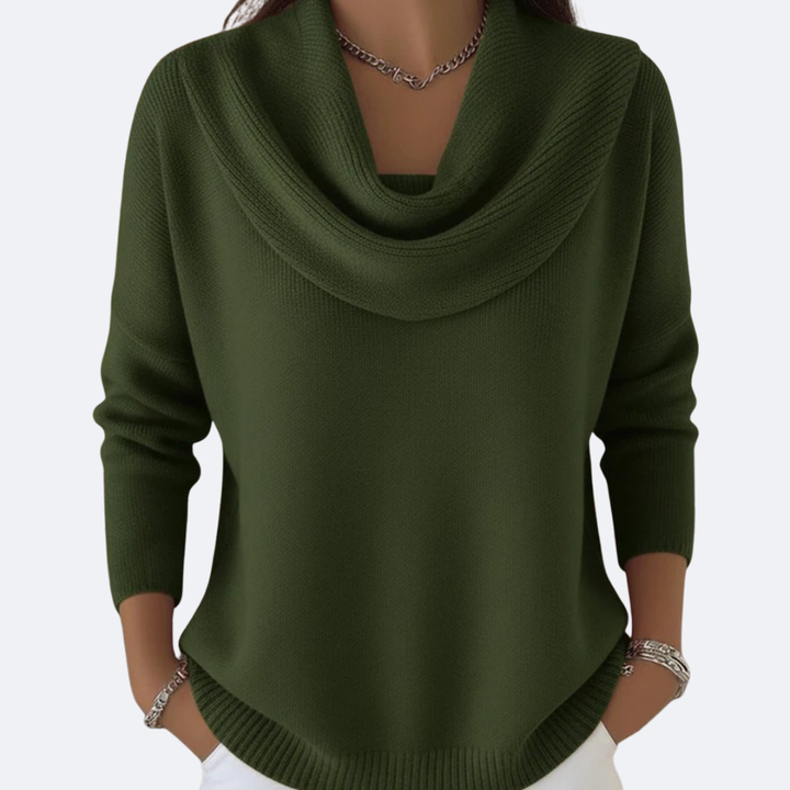 GIULIA Cozy Sweater with Ruffled Neck, view 3 - Elena Harper
