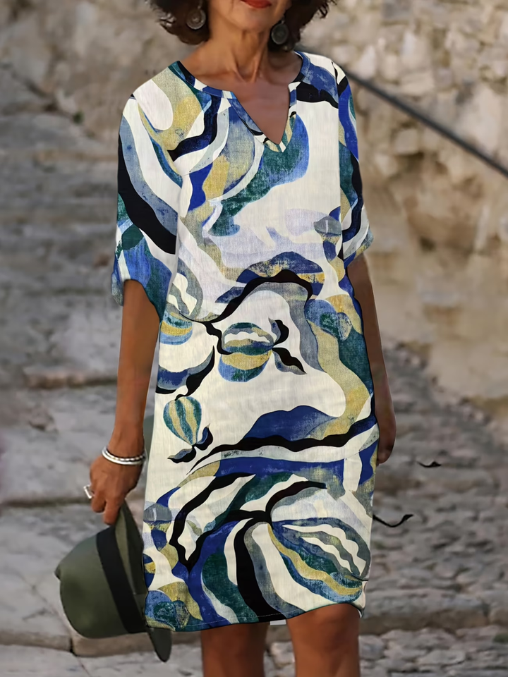 ABSTRACT PRINTED DRESS FOR WOMEN
