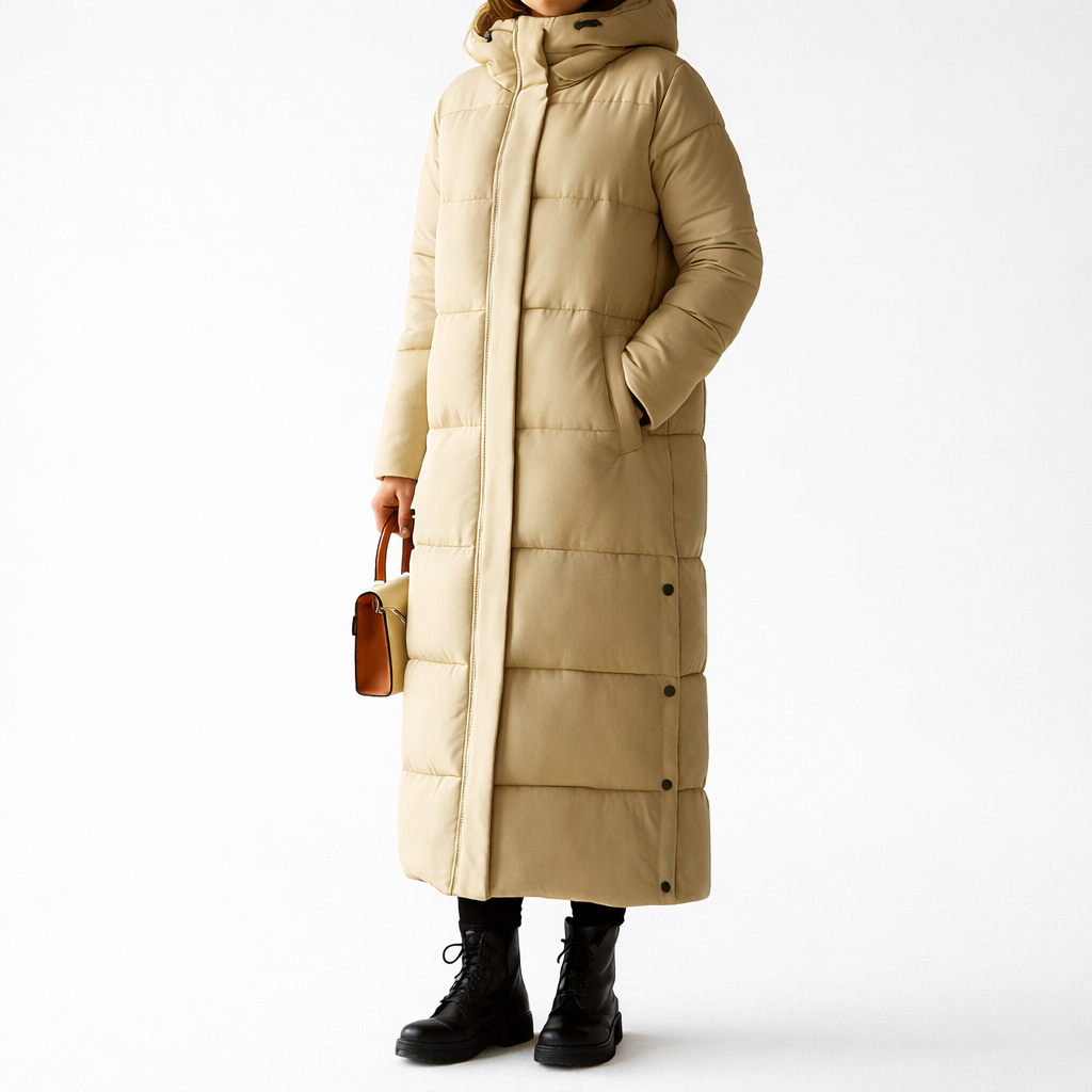 Luxury Long Down Coat for Women – Elegant and Warm Winter Style