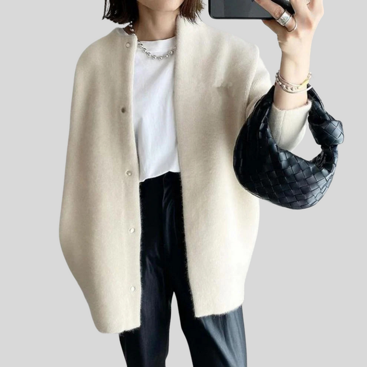 Women's Button-Front Cardigan with Ribbed Cuffs