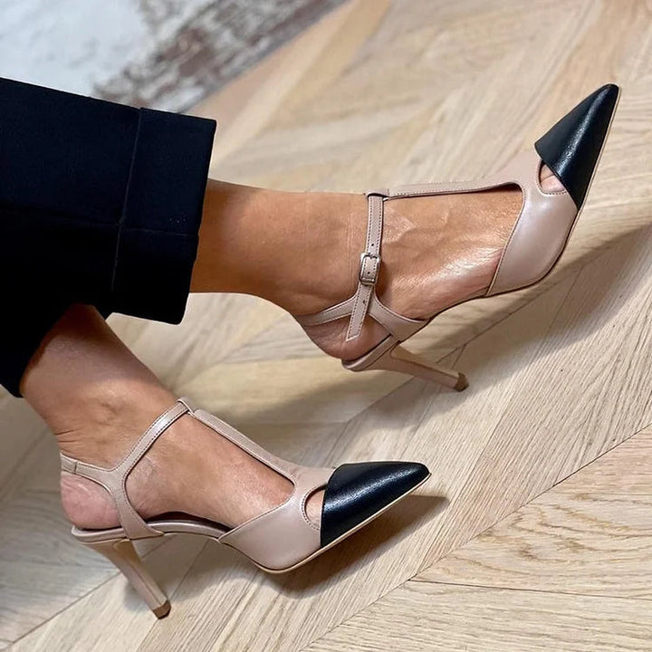 Parisian Chic Two-Tone T-Strap Pump | The Emma Olivia Signature