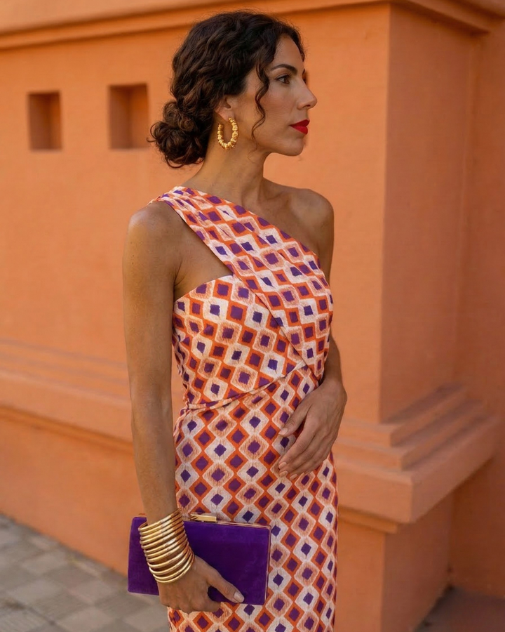 Andrea | Asymmetrical One-Shoulder Summer Midi Dress
