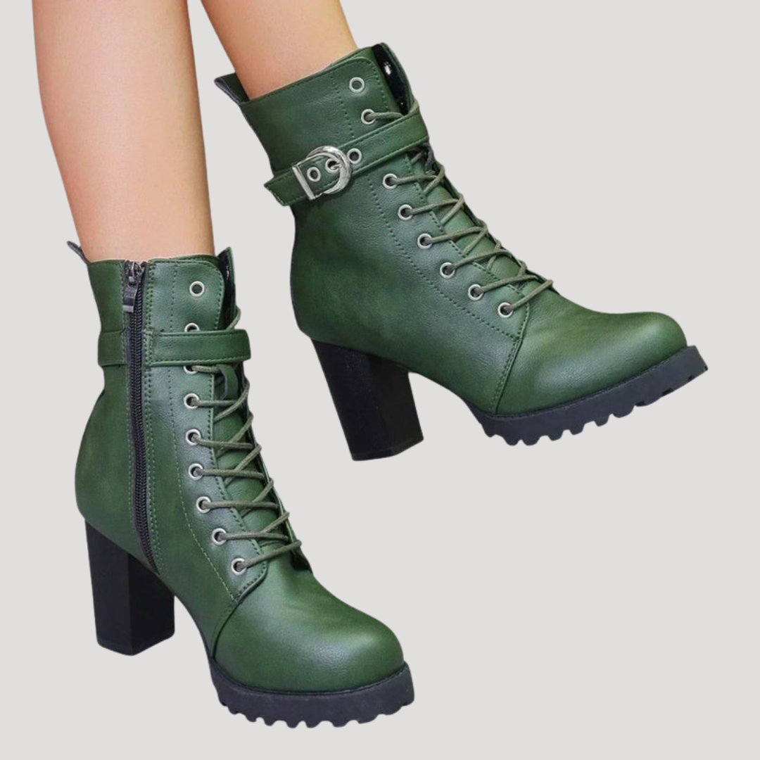 Women's Block Heel Lace-Up Ankle Boots