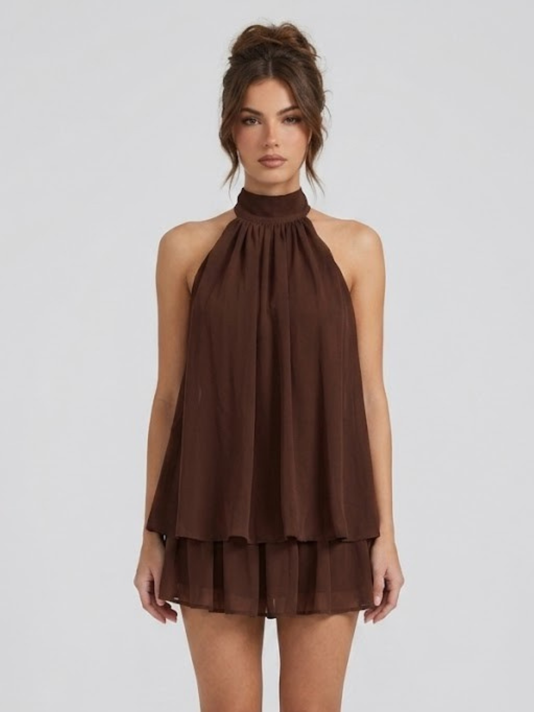 Short Women's Dress Backless Halter Neck – Ruffled Summer Dress