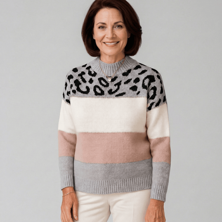 Emma & Rose leopard print knit sweater — women's knitwear
