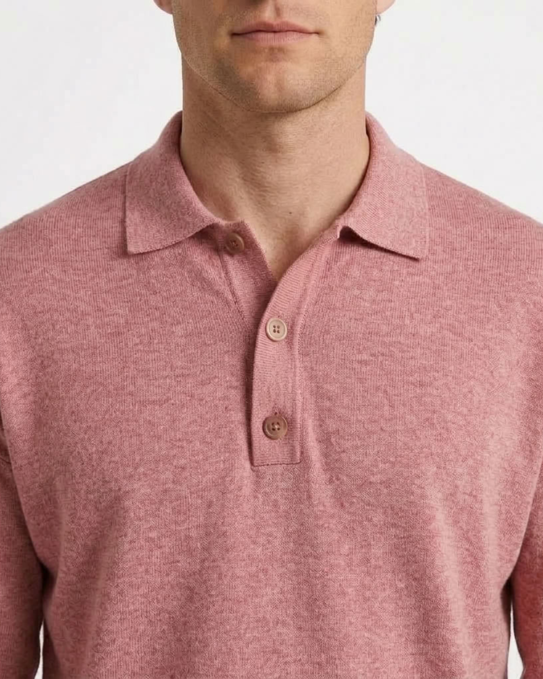 Long Sleeve Button-Down Polo for Men, view 3 - Elena Harper
