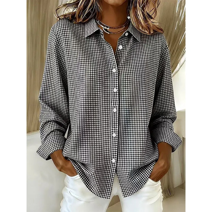 Flora - Classic Gingham Button Blouse