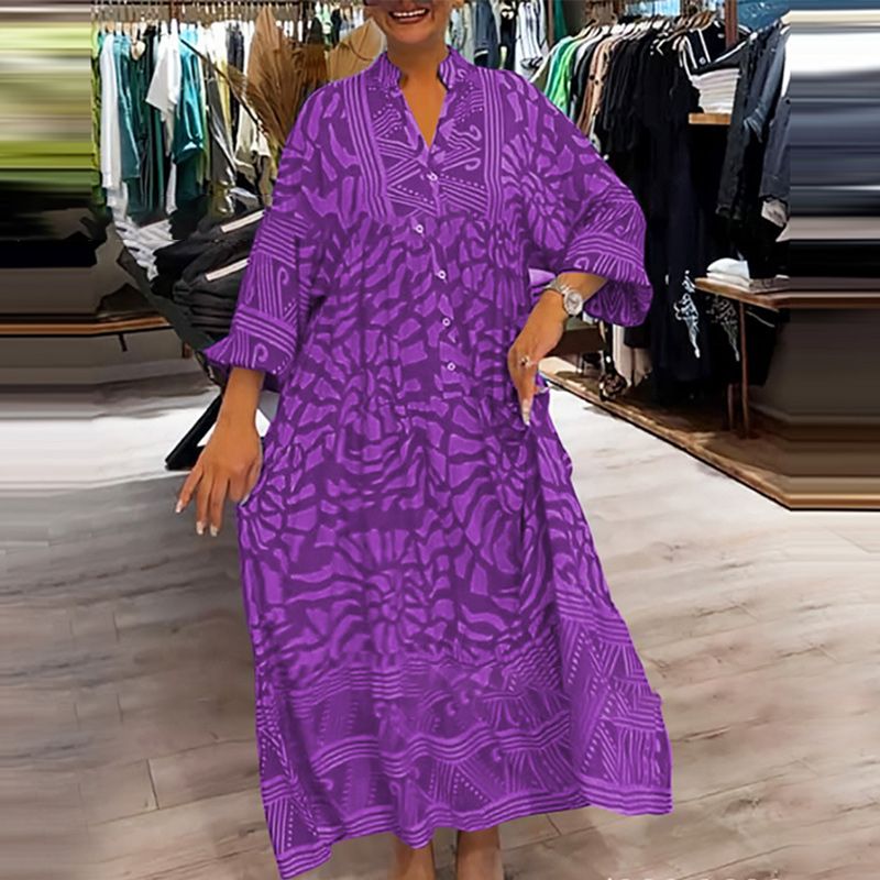 Azzon Comfortable Women's Dress with Modern Print, view 5 - Elena Harper
