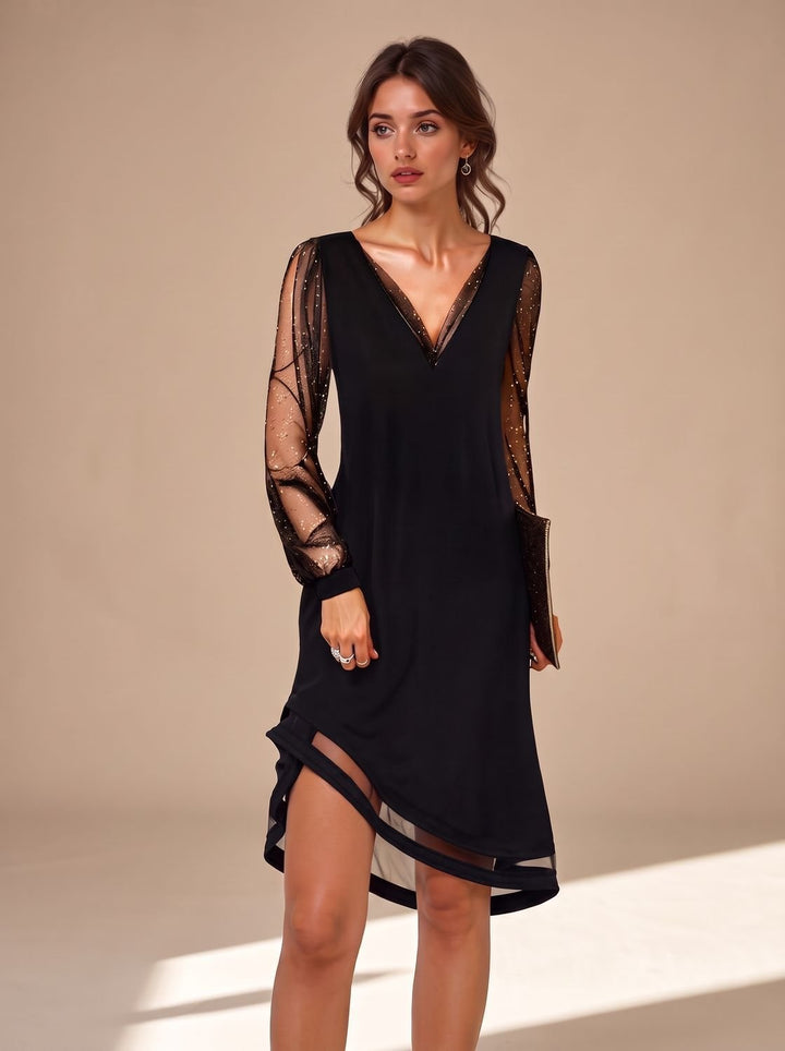 Eliana | Stylish and Glamorous Party Mini Dress with Sequin Sleeves