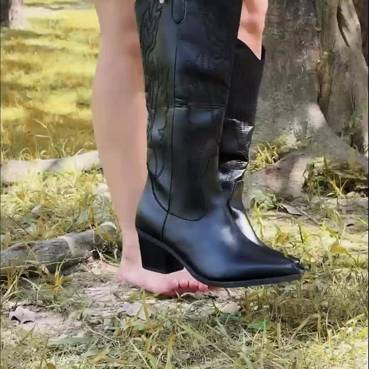 Belphoebe Women's Western Boots for Wide Calves with Embroidery Details, view 10 - Elena Harper