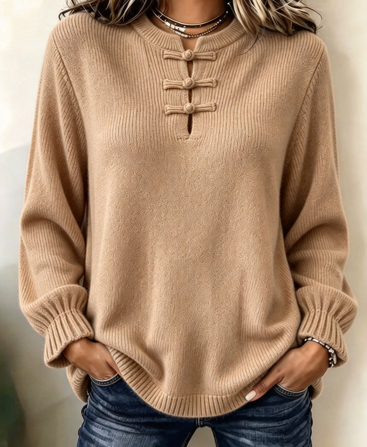 Women's Knit Shirt - High Collar and Relaxed Fit