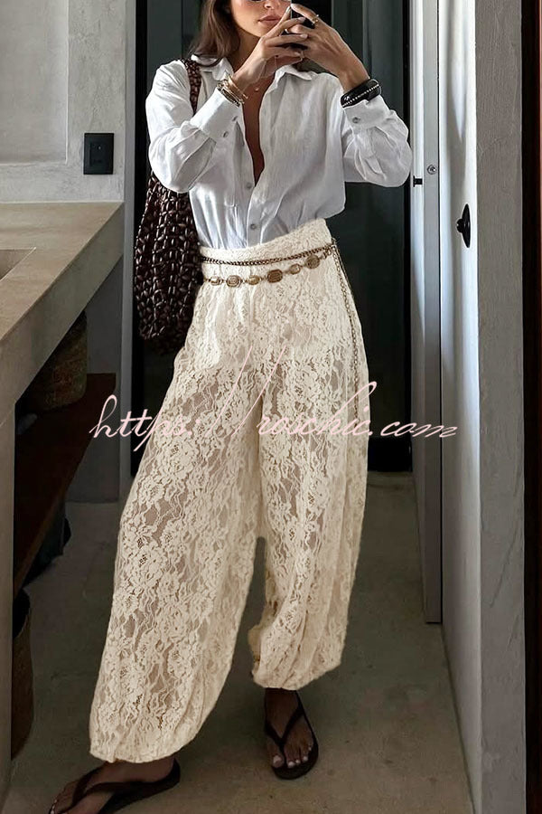 Ibiza Breeze Floral Lace Lantern Pants