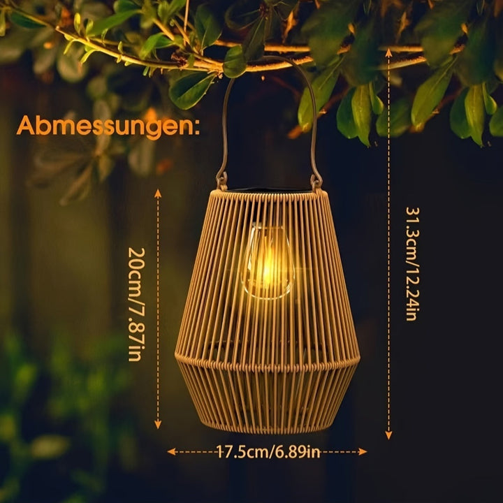 Boho Solar Hanging Lantern Set – Sustainable Rattan Lanterns for Garden and Balcony