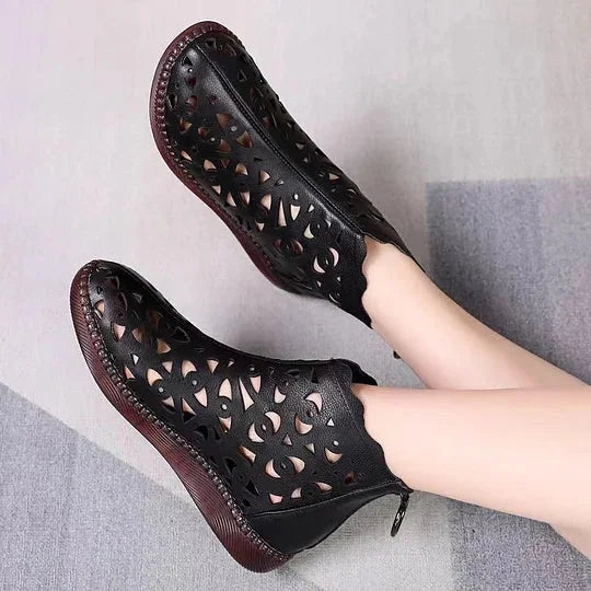 Cyra Retro Shoes with Cut-Out Patterns, view 3 - Elena Harper