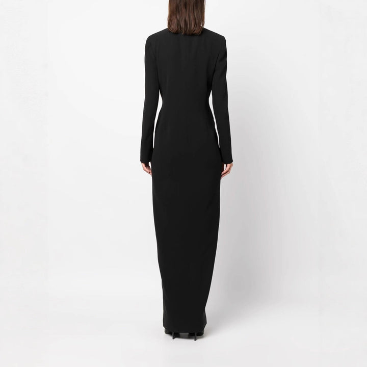 Women's Double-Breasted Blazer Maxi Dress - Elegant Floor-Length Style