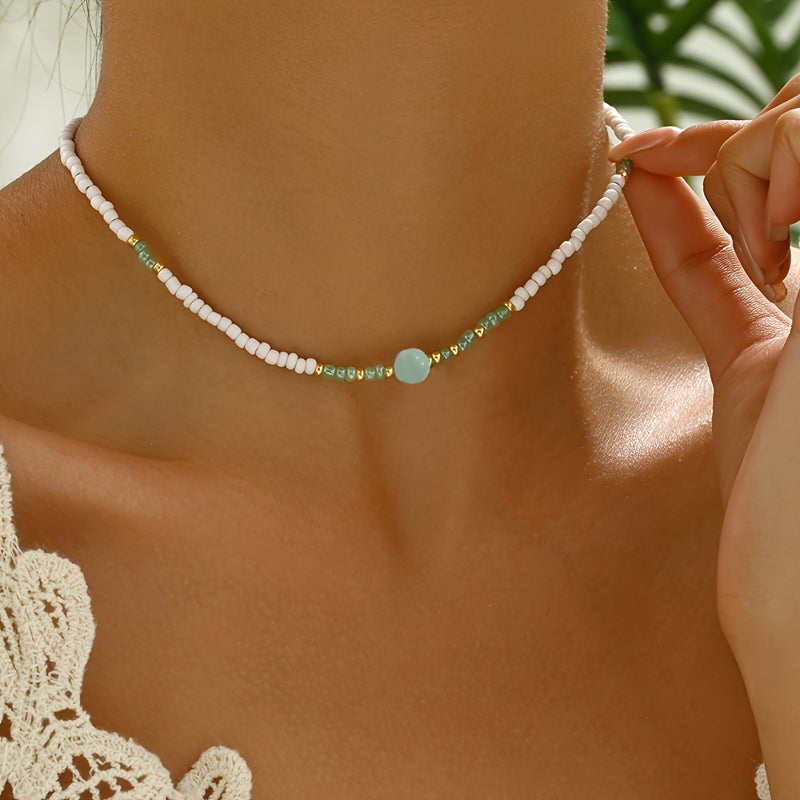 Bohemian Beaded Necklace, view 2 - Elena Harper