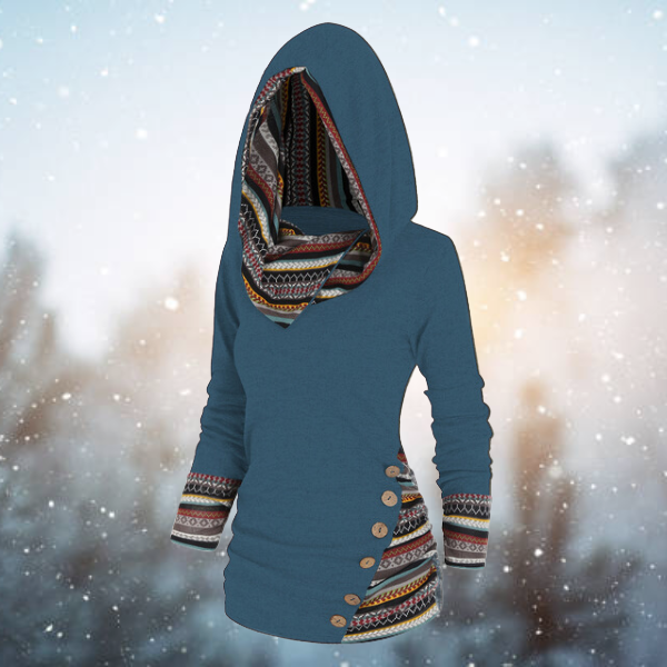 Matilda | Warmer Fleece Hoodie with Boho Pattern