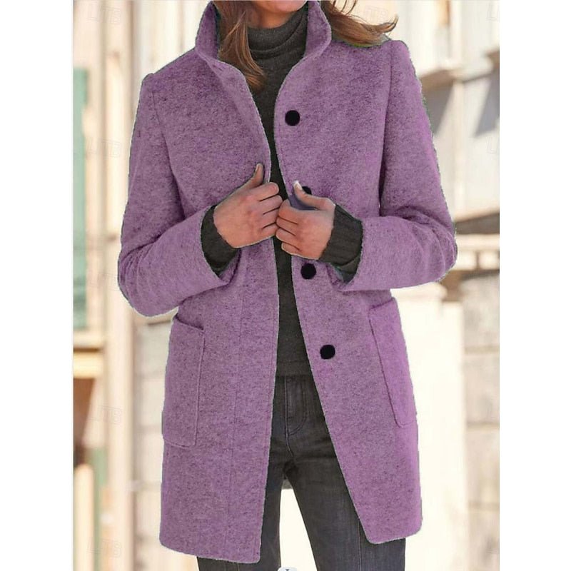 Emma | Elegant and Timeless Wool Trench Coat with Stand-Up Collar