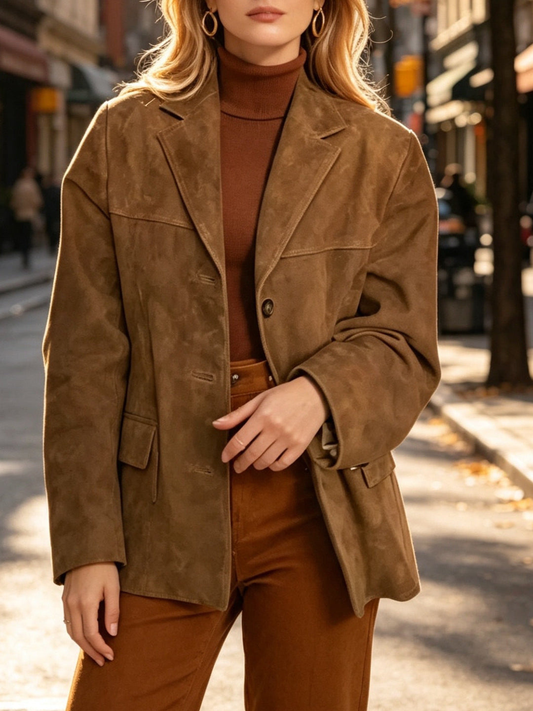 Retro Women's Coat with Pockets - Loose and Elegant