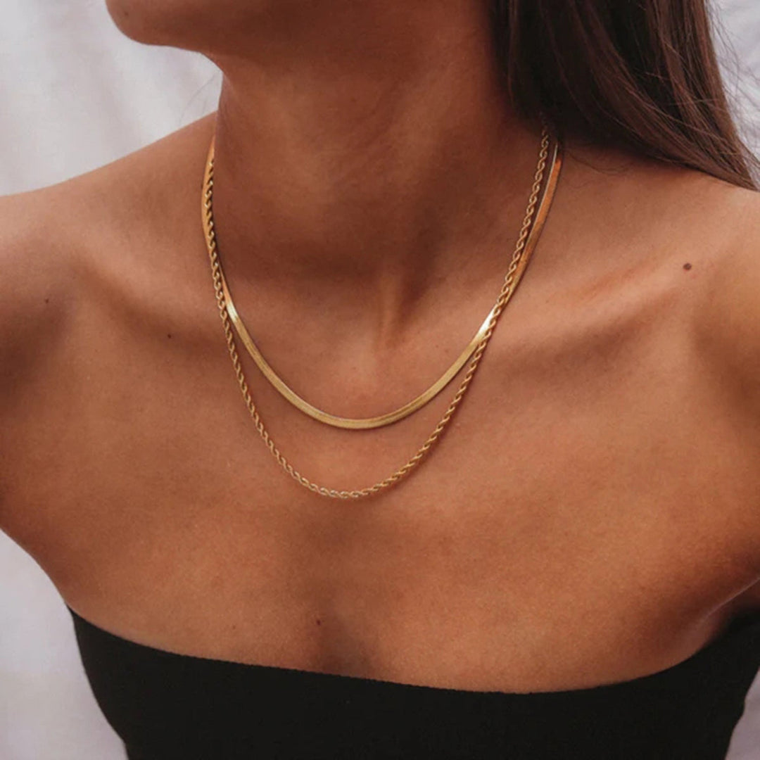 Women's Double Chain Minimalist Gold Necklace