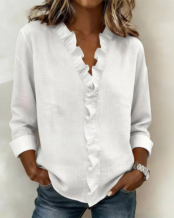 Yvonne™  |  V-neck Blouse Ruffles