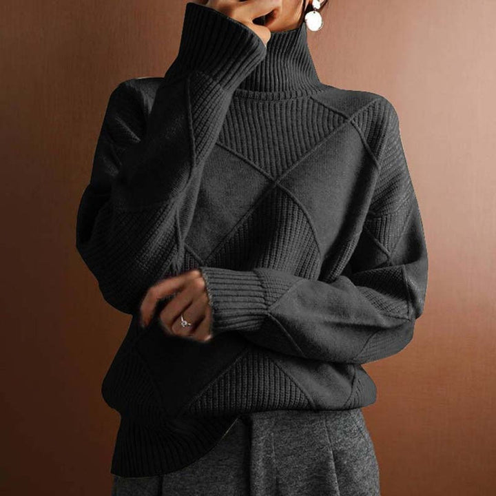 Nora | Elegant Turtleneck Sweater with Distinctive Diamond Pattern