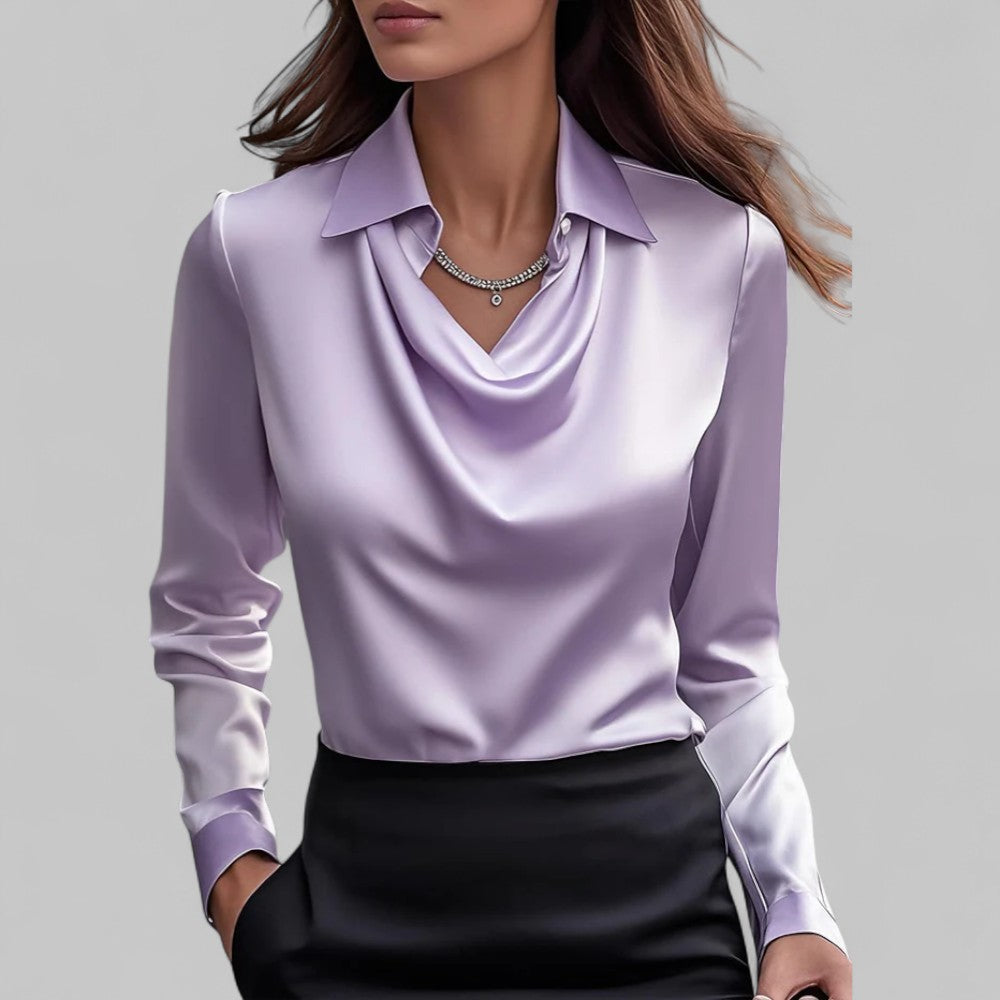 DRAPED SATIN BLOUSE FOR WOMEN