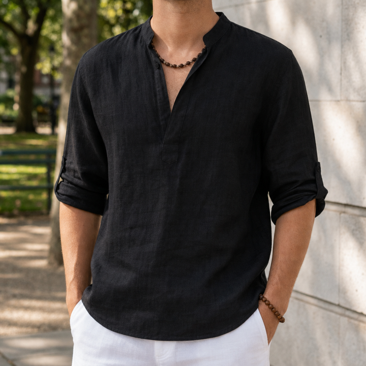 Begur Linen Henley Shirt